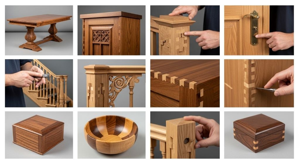 Skilled carpenter showcasing quality woodwork craftsmanship through detailed project photographs online