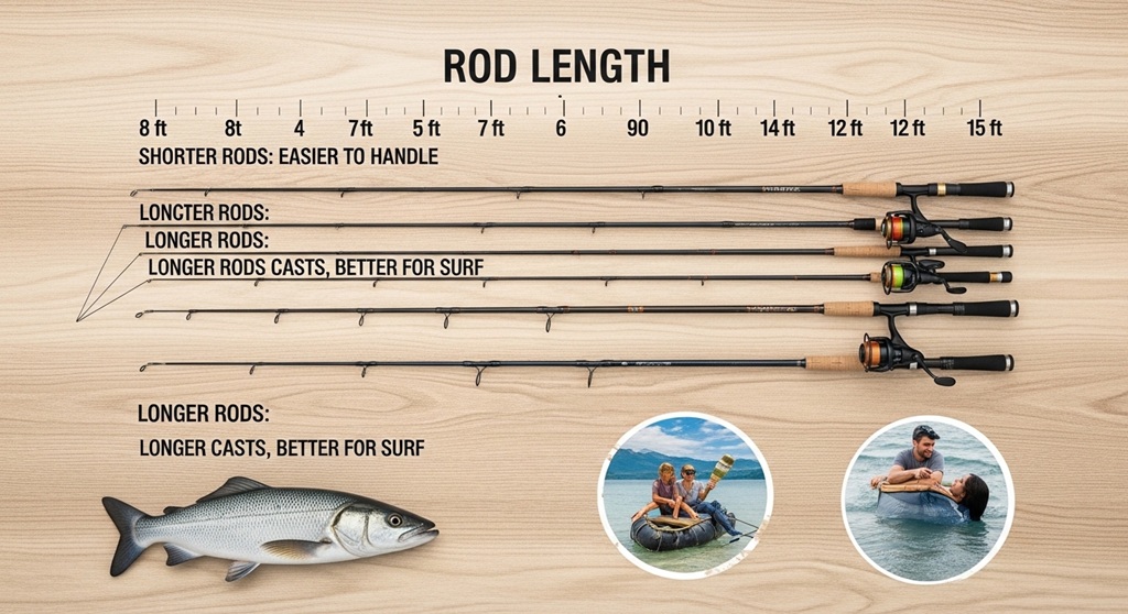 10 foot surf rod casting setup used for shore fishing gear
