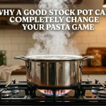 A stainless steel stock pot boiling water on a stove with article title text overlay. (15 words)