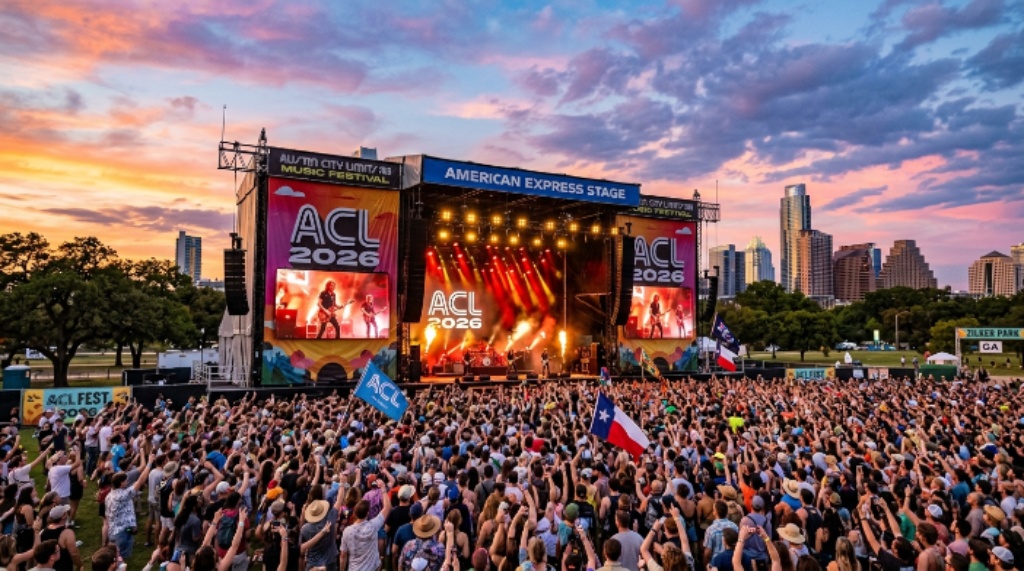 Austin City Limits Music Festival 2026 stage at sunset Zilker Park