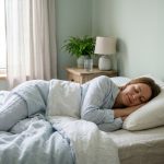 Cooling gel memory foam pillow on a white bed with morning light.