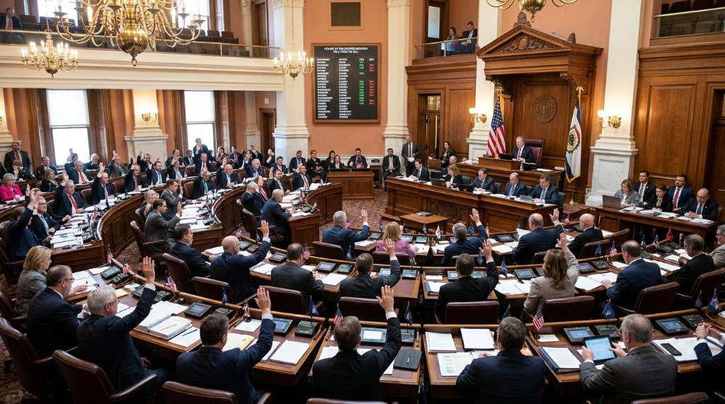 Delegates voting during a House of Delegates session