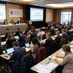 Lawyers attending a legal education panel at a bar association winter meeting